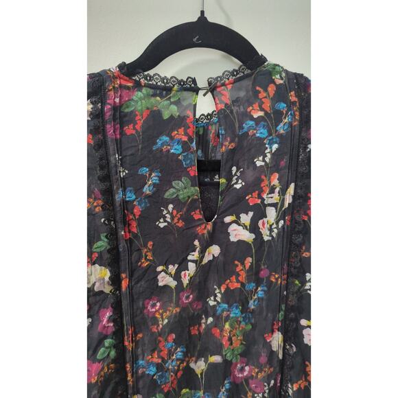 Alice + Olivia Angeline Silk Pintuck Floral Blouse - Picture 6 of 6